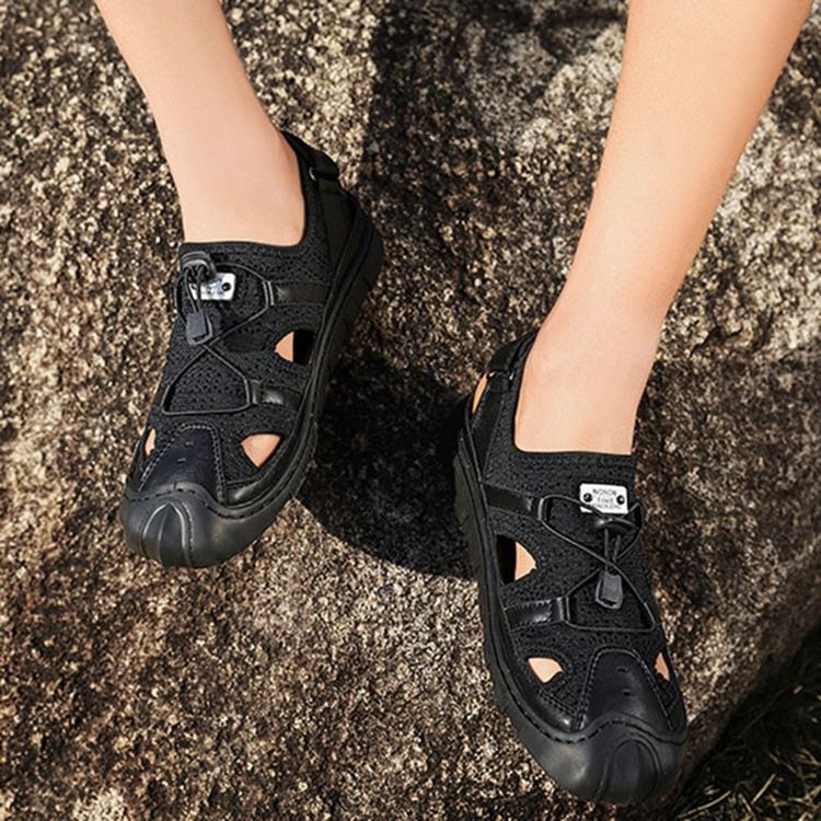 Patchwork Borrelås Runde Tå Sandaler