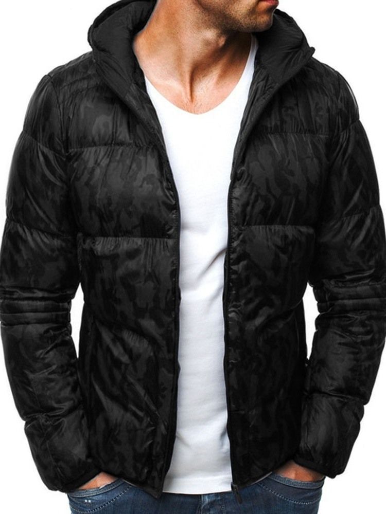 Herre Camouflage Print Hooded Casual Jacket Med Glidelås