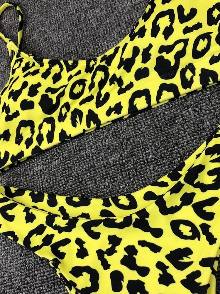 Bikinisett Badetøy Med Leopardtrykk For Kvinner