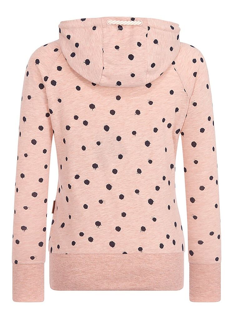 Polka Dots Print Hooded Langermet Hettegenser For Damer