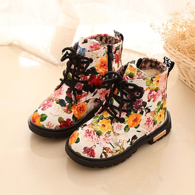 Floral Round Toe Side Glidelås Baby Boots