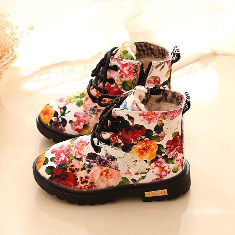 Floral Round Toe Side Glidelås Baby Boots