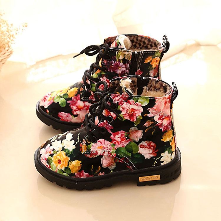 Floral Round Toe Side Glidelås Baby Boots