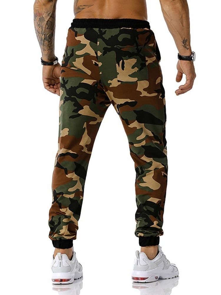 Pencil Pants Camouflage Print Mid Waist Herre Casual Bukser