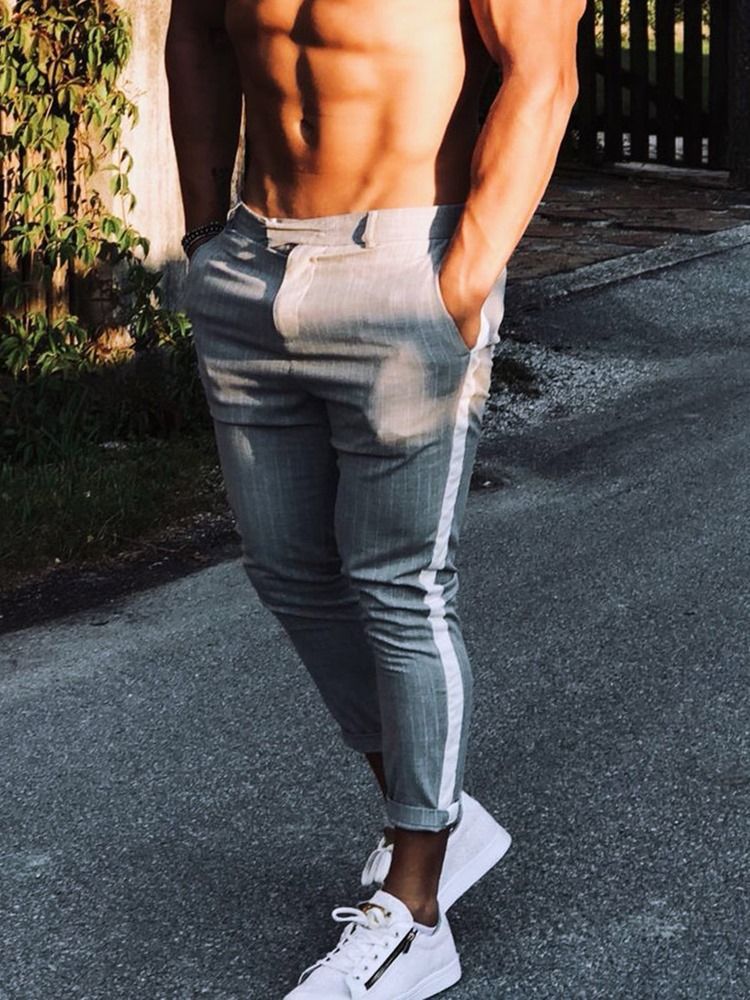 Pocket Stripe Fall Glidelås Herre Casual Bukser