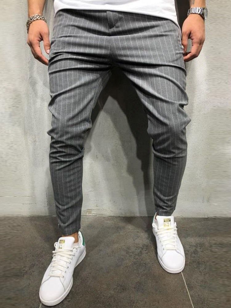 Pocket Stripe Fall Glidelås Herre Casual Bukser
