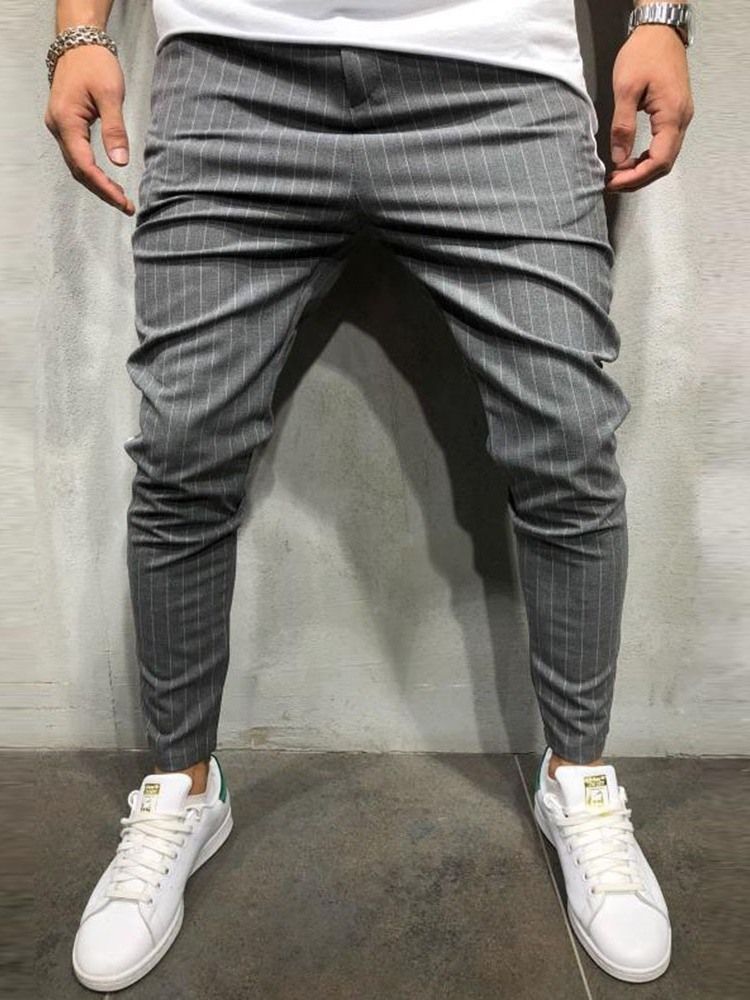 Pocket Stripe Fall Glidelås Herre Casual Bukser