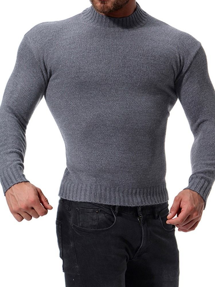 Vanlig Farge Krage Casual Slim Menns Genser