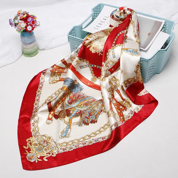Charmeuse Print Cartoon Vintage Dame Scarves