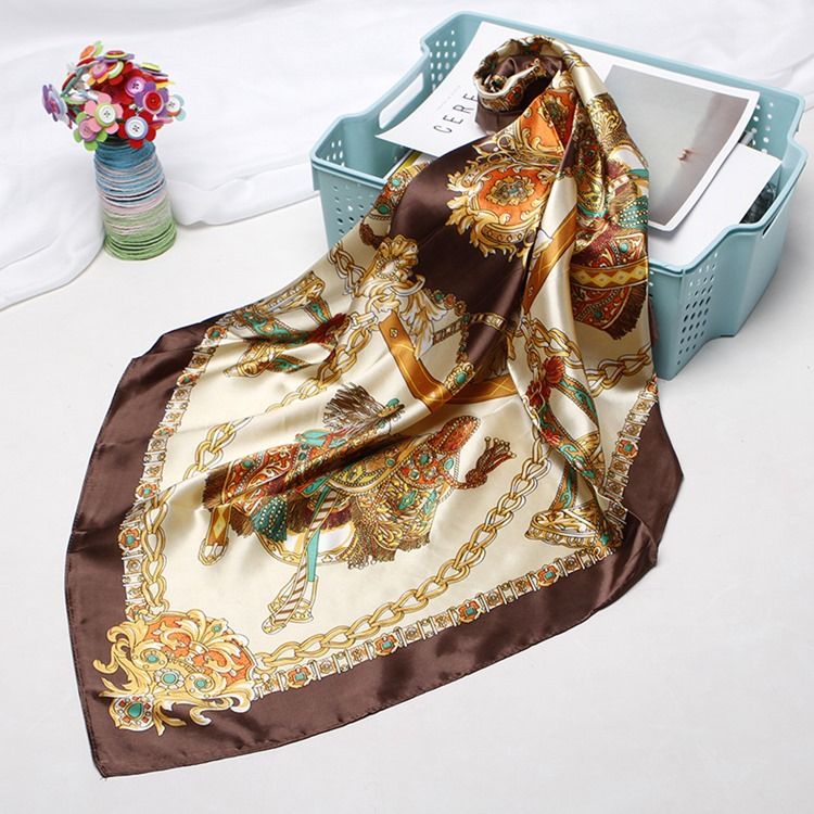 Charmeuse Print Cartoon Vintage Dame Scarves