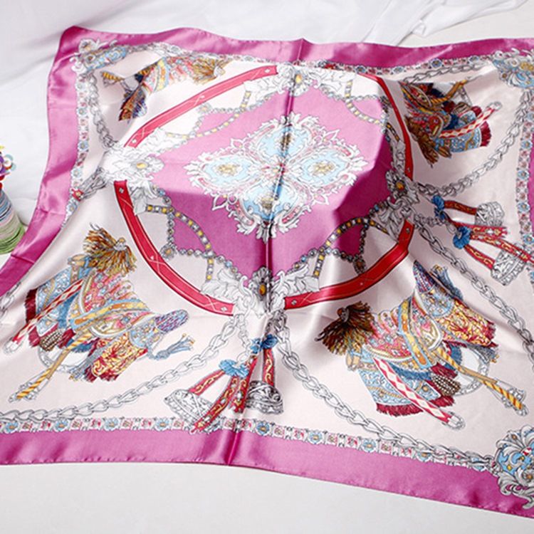 Charmeuse Print Cartoon Vintage Dame Scarves