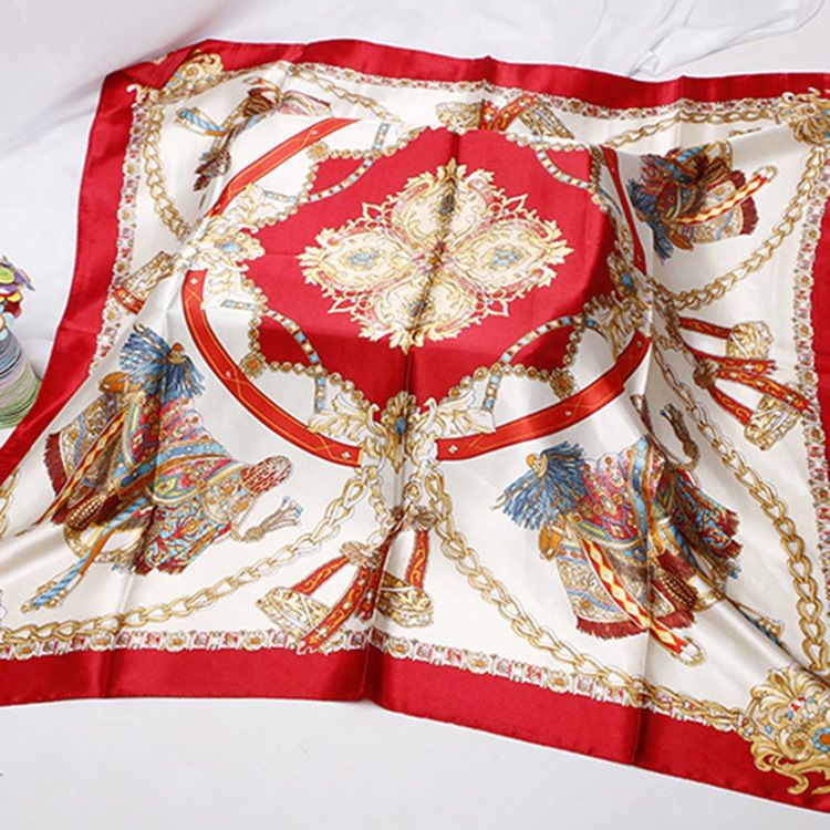 Charmeuse Print Cartoon Vintage Dame Scarves
