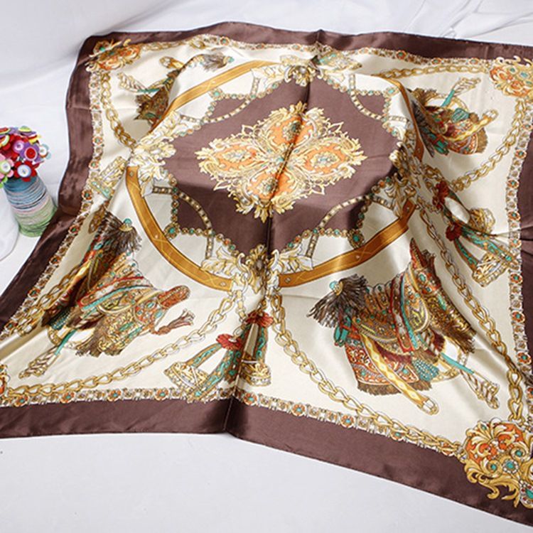 Charmeuse Print Cartoon Vintage Dame Scarves