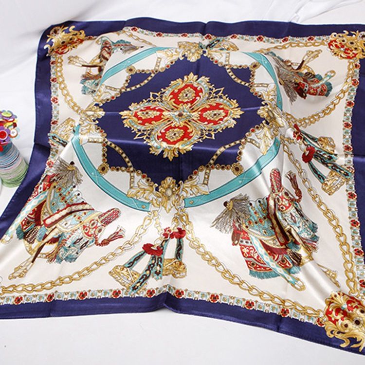 Charmeuse Print Cartoon Vintage Dame Scarves