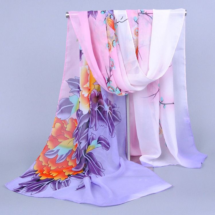 Trendy Blomstret Chiffon-skjerf For Kvinner