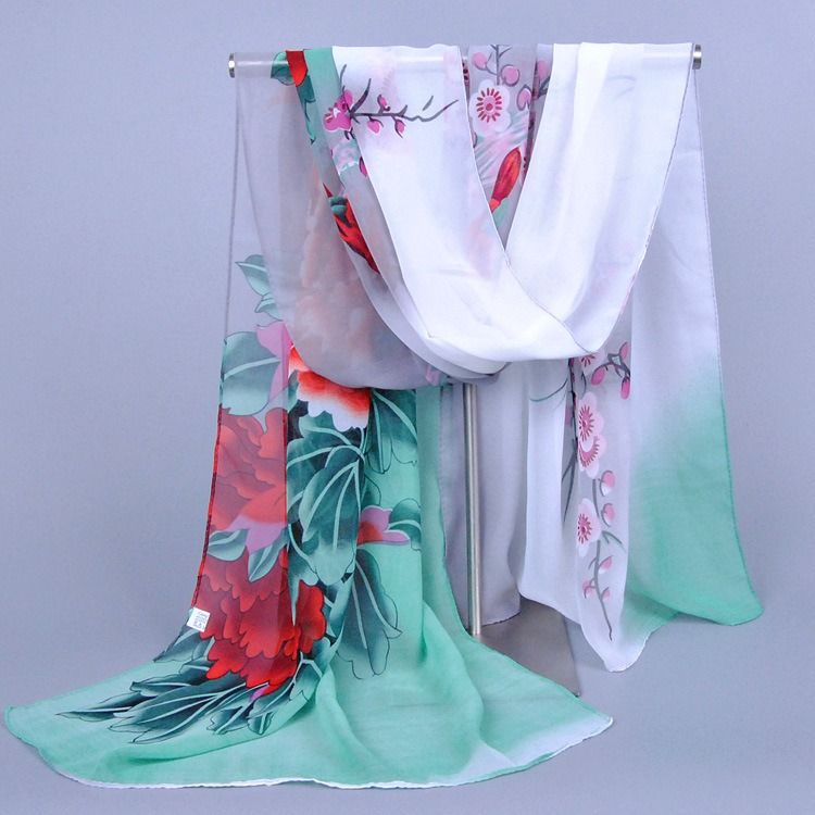 Trendy Blomstret Chiffon-skjerf For Kvinner