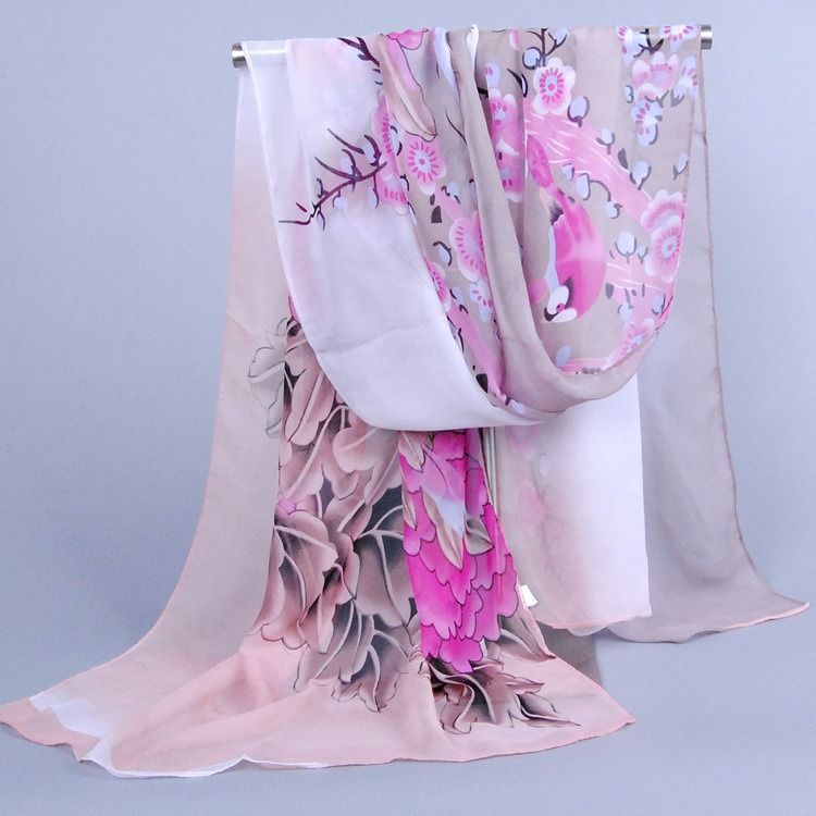 Trendy Blomstret Chiffon-skjerf For Kvinner