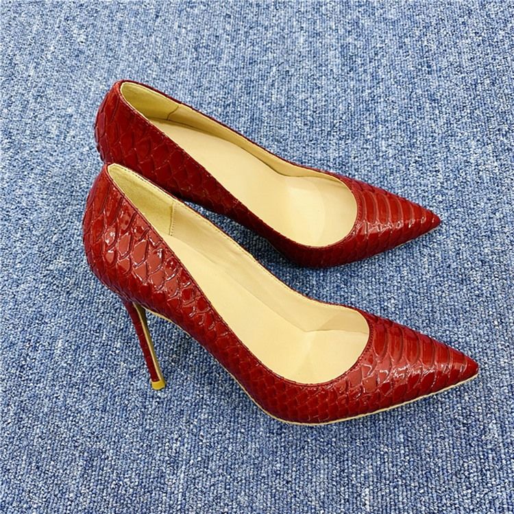 Serpentine Stiletto Heel Slip-on Plain Thin Damesko