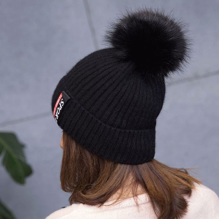 Kvinnerstrikket Ullgarn Letter Spring Warm Hats