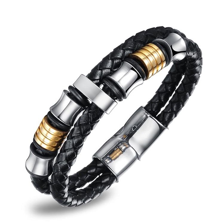 Leather Weave Herre Armband
