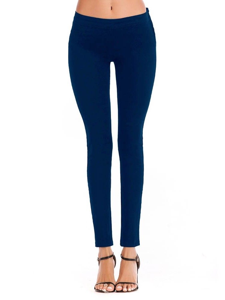 Blyantsbukse For Kvinner Glatt Skinny Jeans Med Glidelås