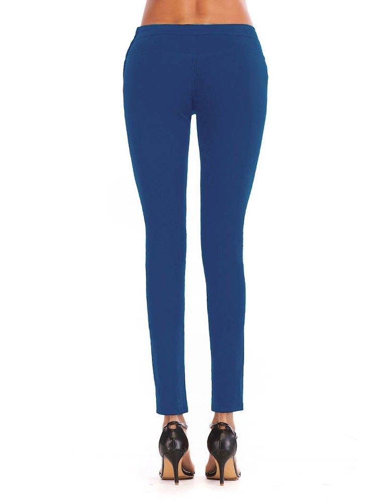 Blyantsbukse For Kvinner Glatt Skinny Jeans Med Glidelås