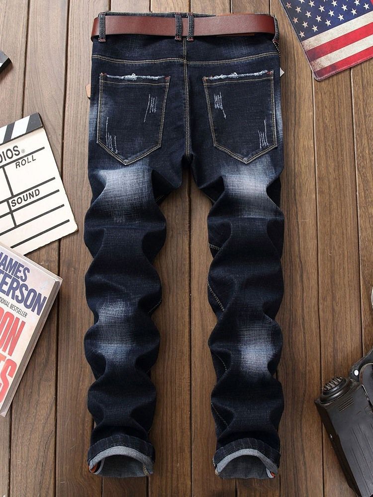 Herre Rett Slitte Europeiske Midje Jeans