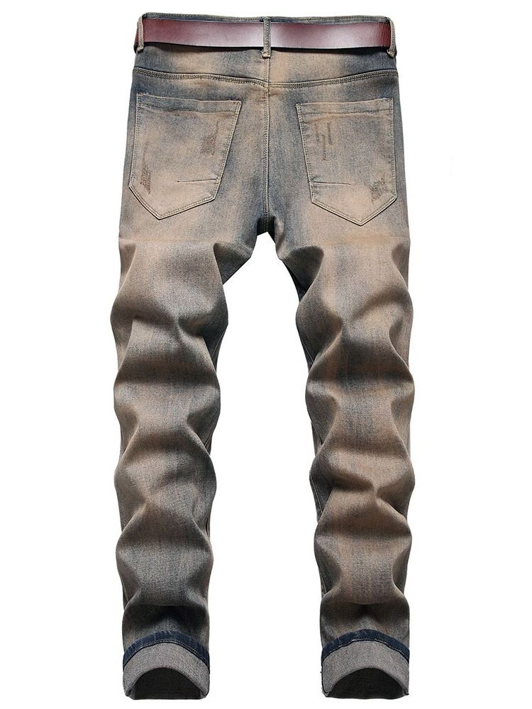 Straight Worn Mid Waist Zipper Herre Jeans