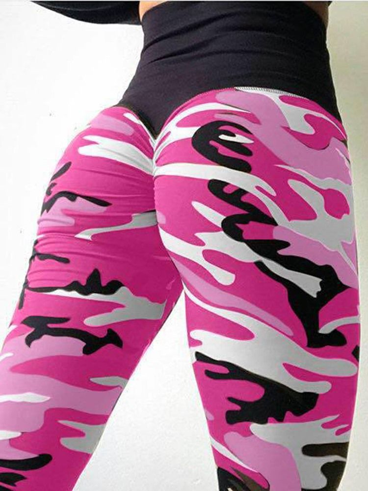 Kvinners Kamuflasje Anti-svette Yoga Leggings Yoga Bukser Høy Midje Tiktok Leggings
