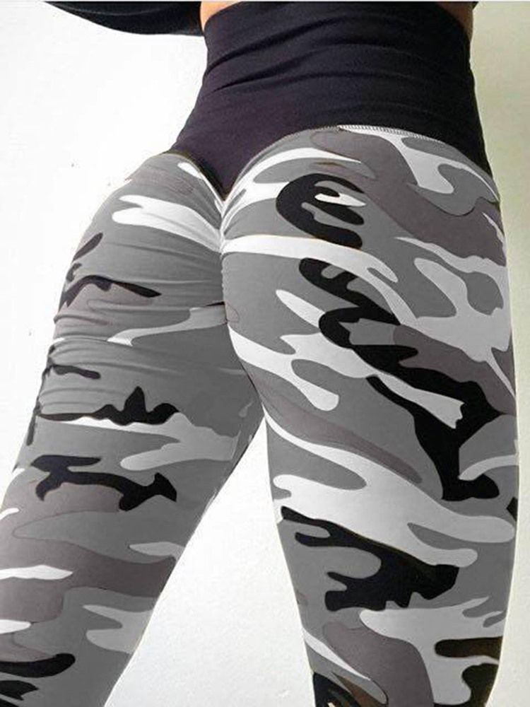 Kvinners Kamuflasje Anti-svette Yoga Leggings Yoga Bukser Høy Midje Tiktok Leggings