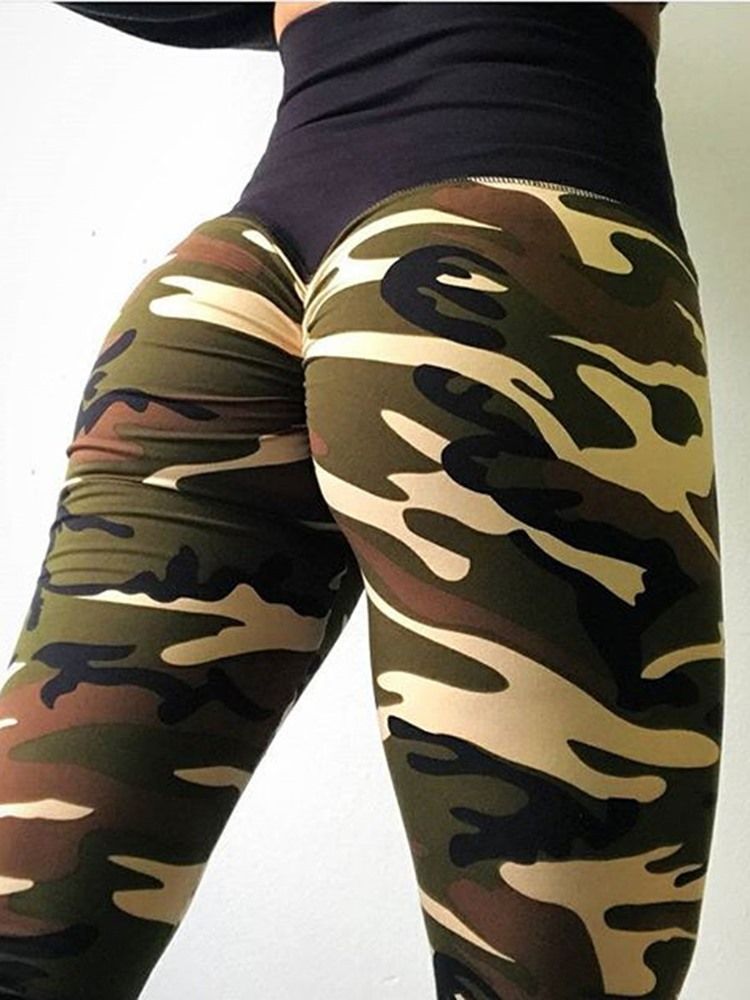 Kvinners Kamuflasje Anti-svette Yoga Leggings Yoga Bukser Høy Midje Tiktok Leggings