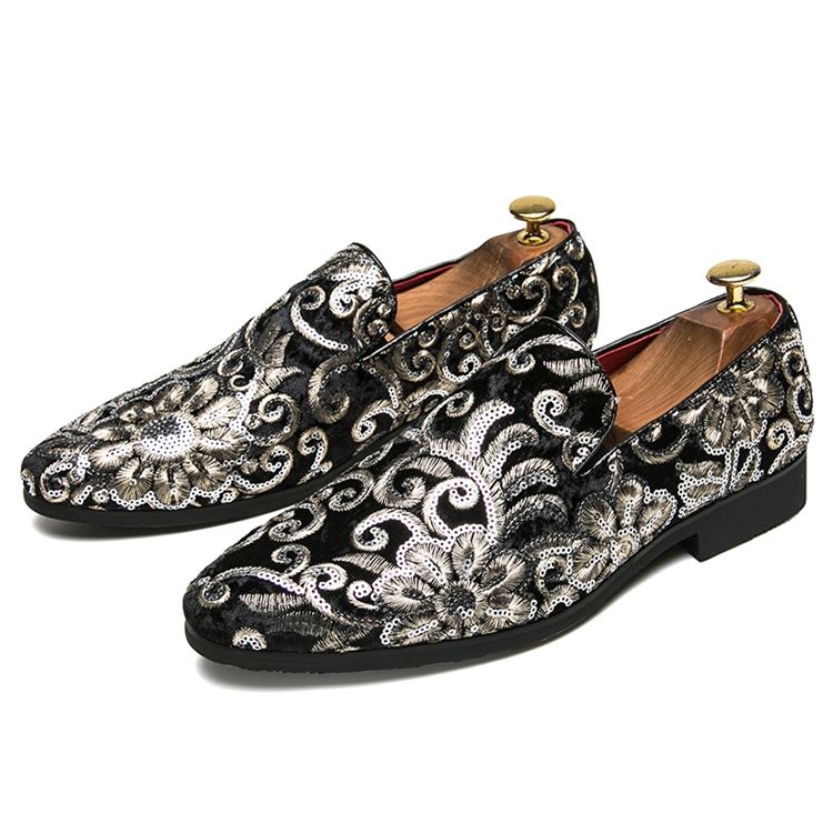 Flocking Sequin Herre Dress Shoes