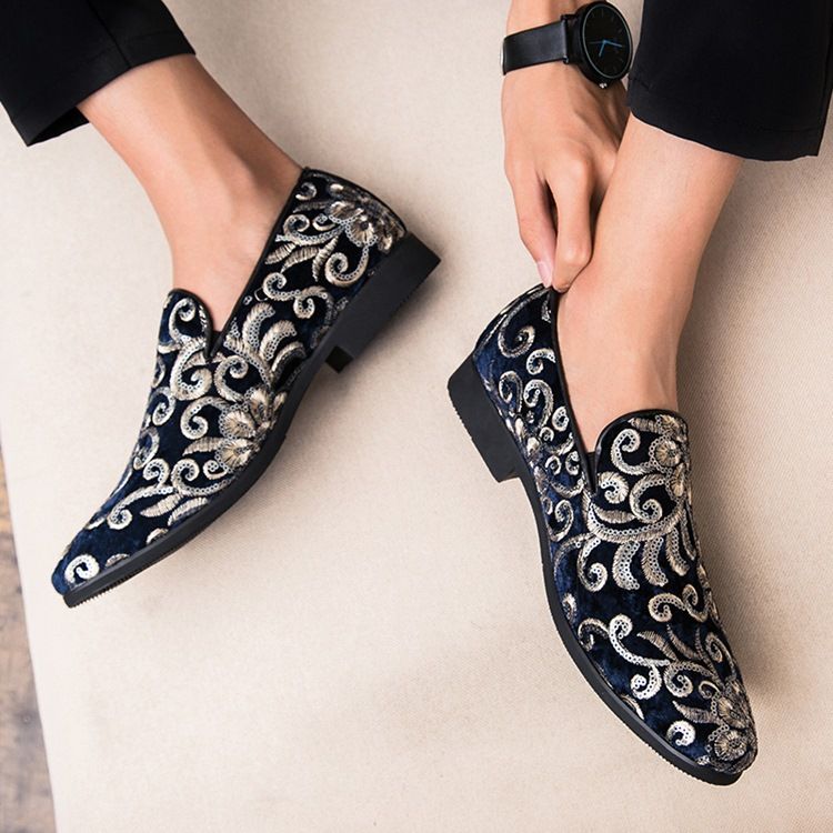 Flocking Sequin Herre Dress Shoes