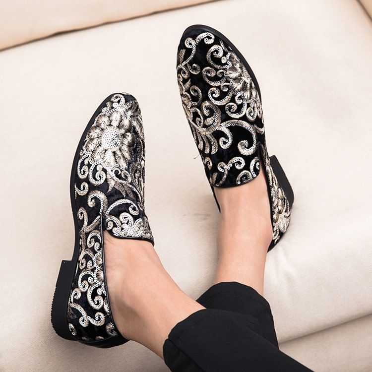 Flocking Sequin Herre Dress Shoes