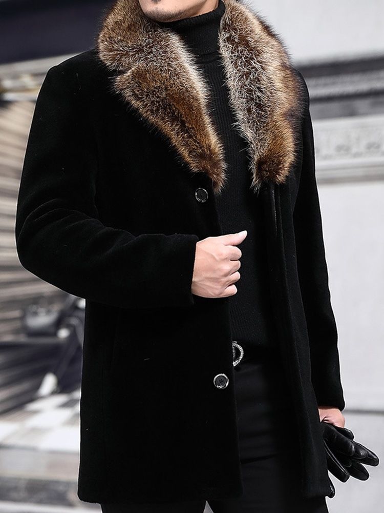 Mid-length Patchwork Notched Lapel Fall Slim Slim Coat For Menn