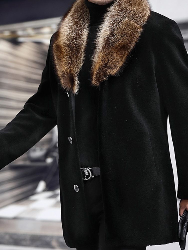 Mid-length Patchwork Notched Lapel Fall Slim Slim Coat For Menn