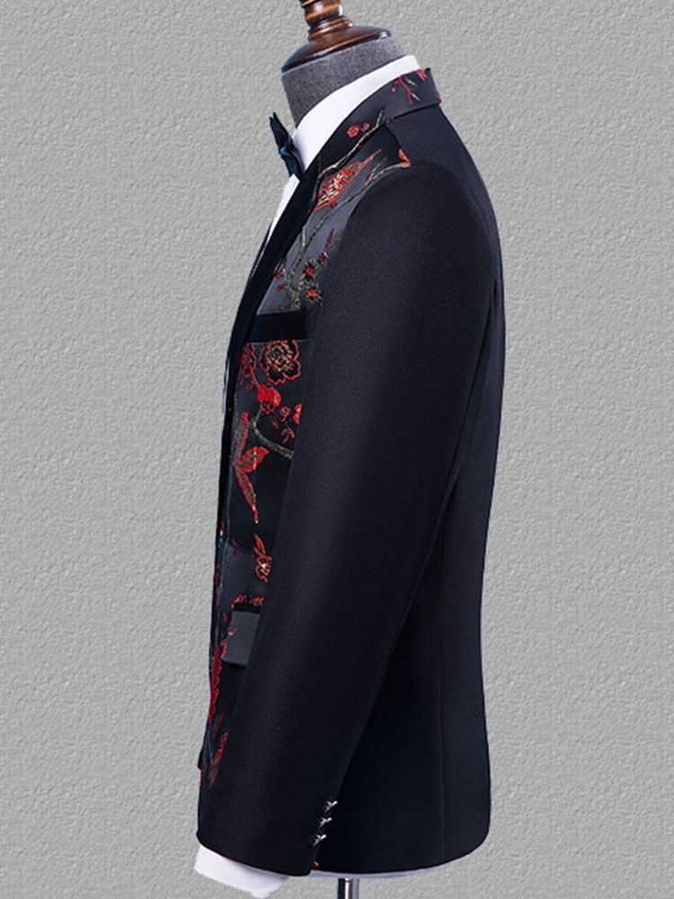 Color Block Pants Button-menns Dressdrakt For Menn