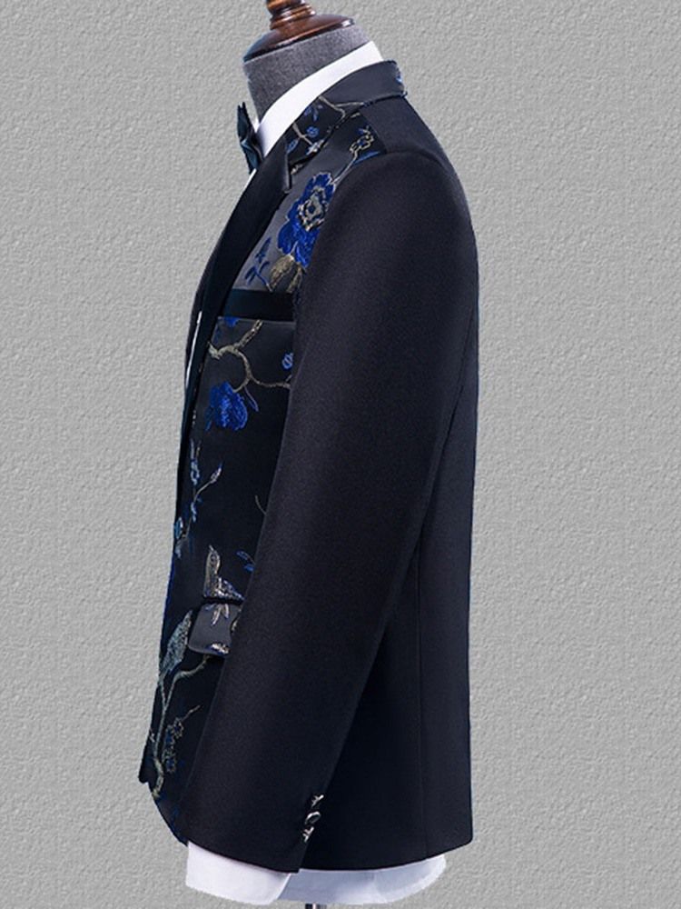 Color Block Pants Button-menns Dressdrakt For Menn