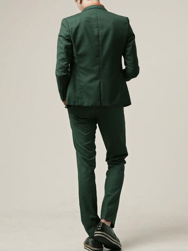 Green Plain Slim Fitted Casual Smoking Herre Dress