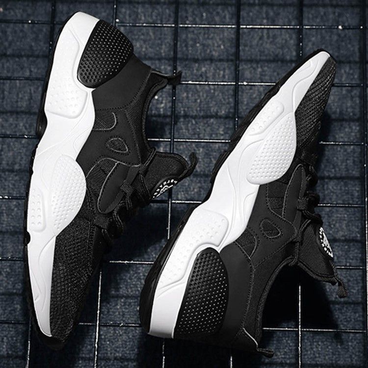 Pu Patchwork Lace-up Low-cut Øvre Herresneakers