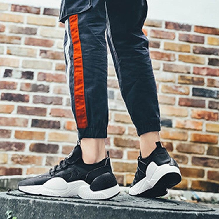 Pu Patchwork Lace-up Low-cut Øvre Herresneakers