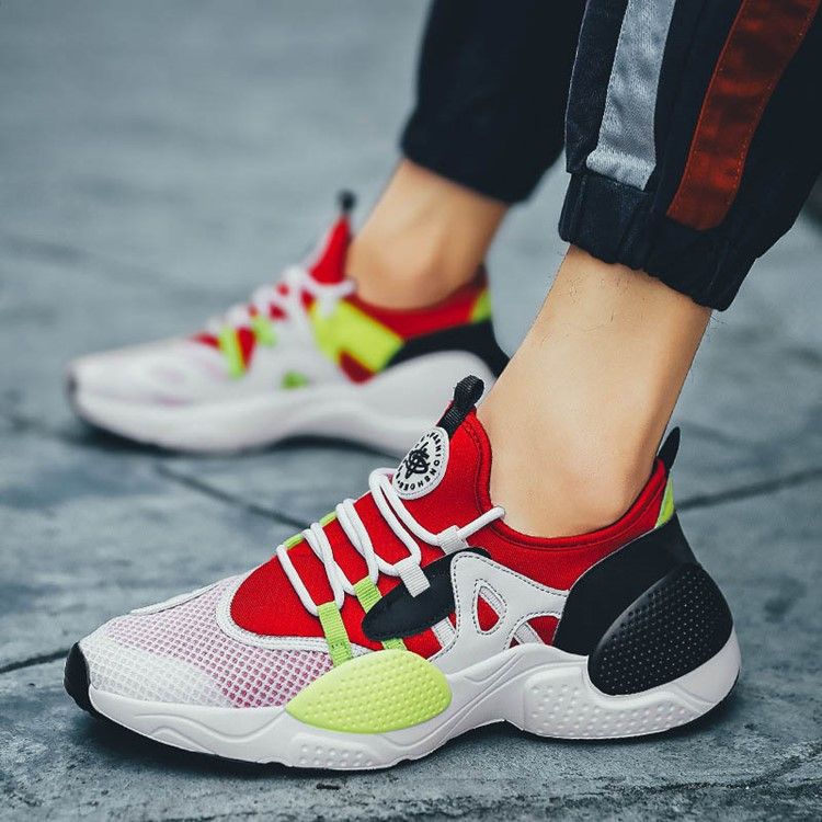 Pu Patchwork Lace-up Low-cut Øvre Herresneakers