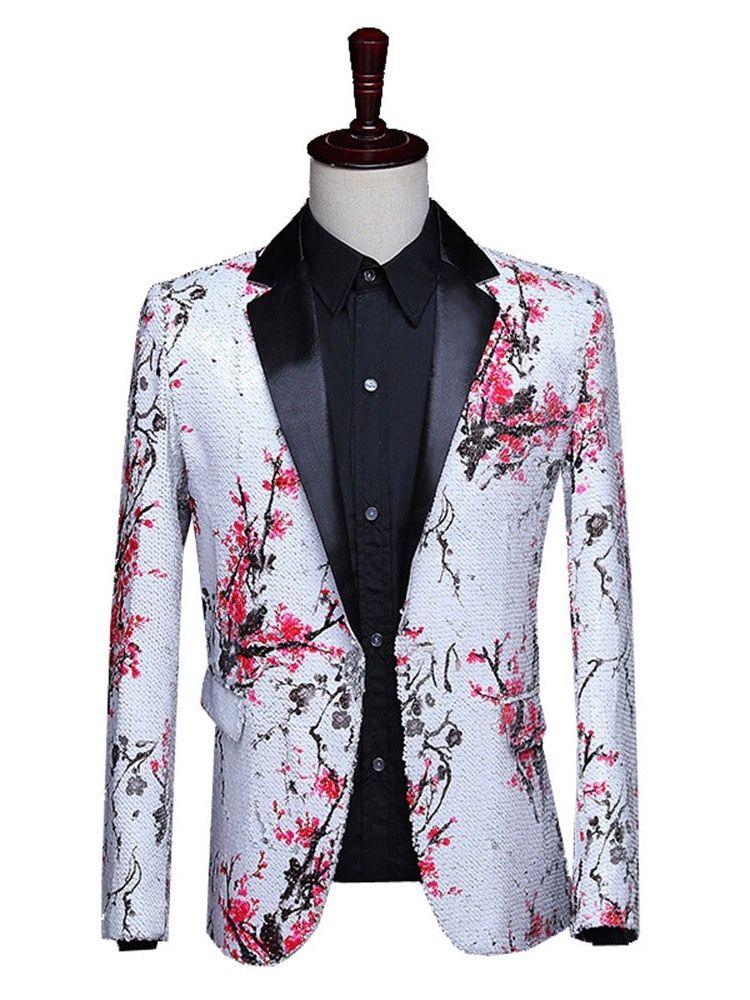 Button Color Block Stage Costumes Men Blazers