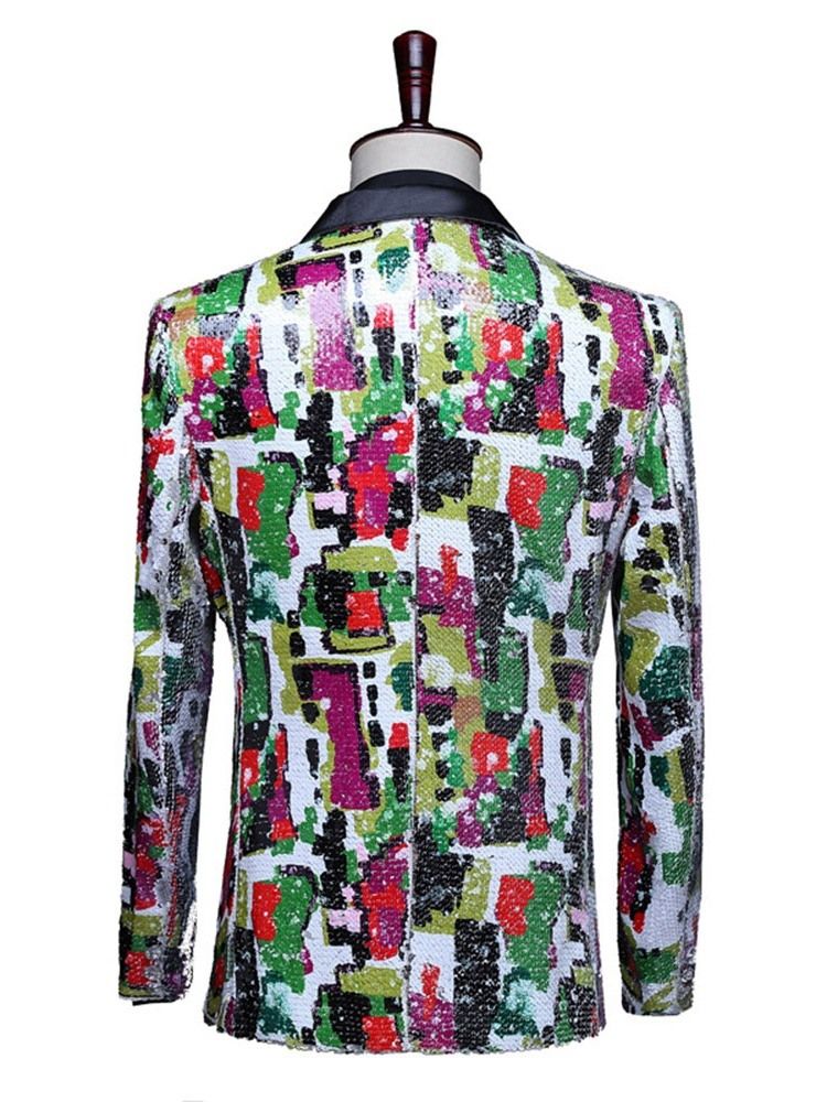 Button Color Block Stage Costumes Men Blazers