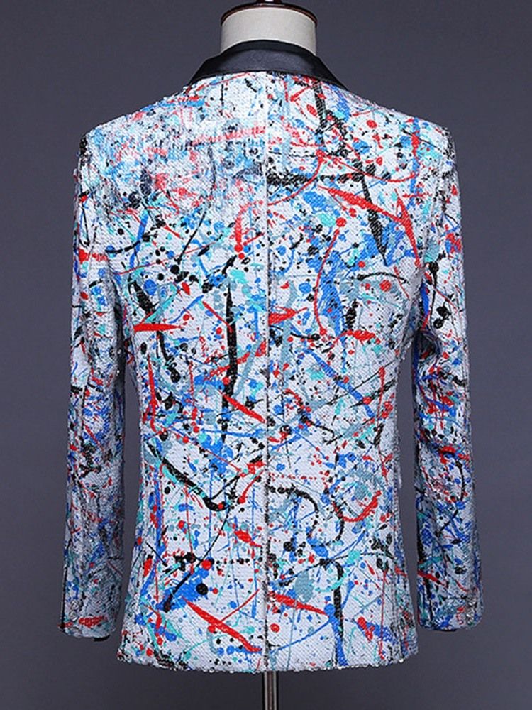 Button Color Block Stage Costumes Men Blazers