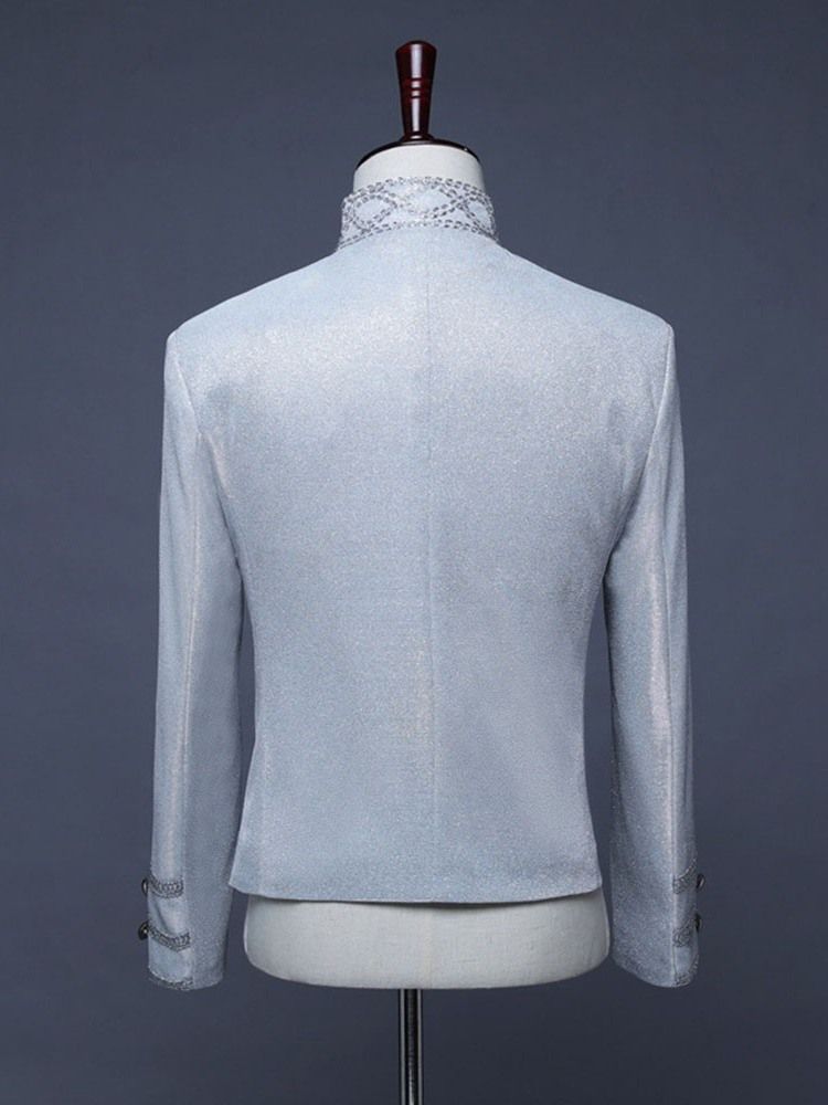 Vanlig Glidelås Mote Polyester Scenekostymer Menns Blazere