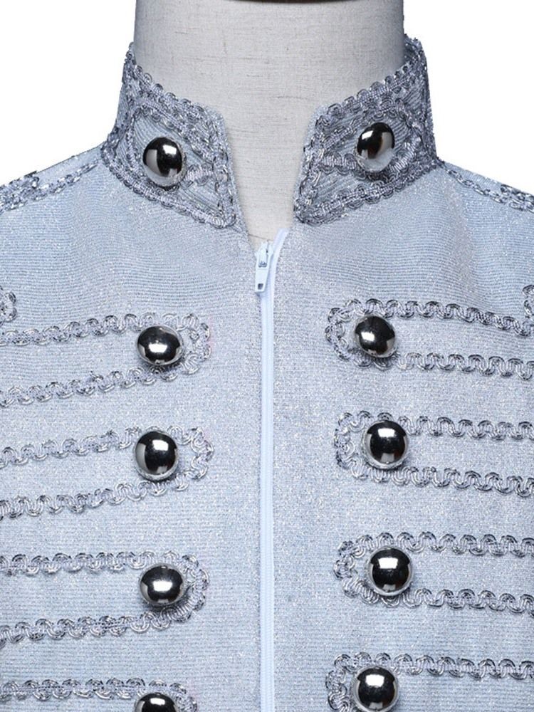 Vanlig Glidelås Mote Polyester Scenekostymer Menns Blazere