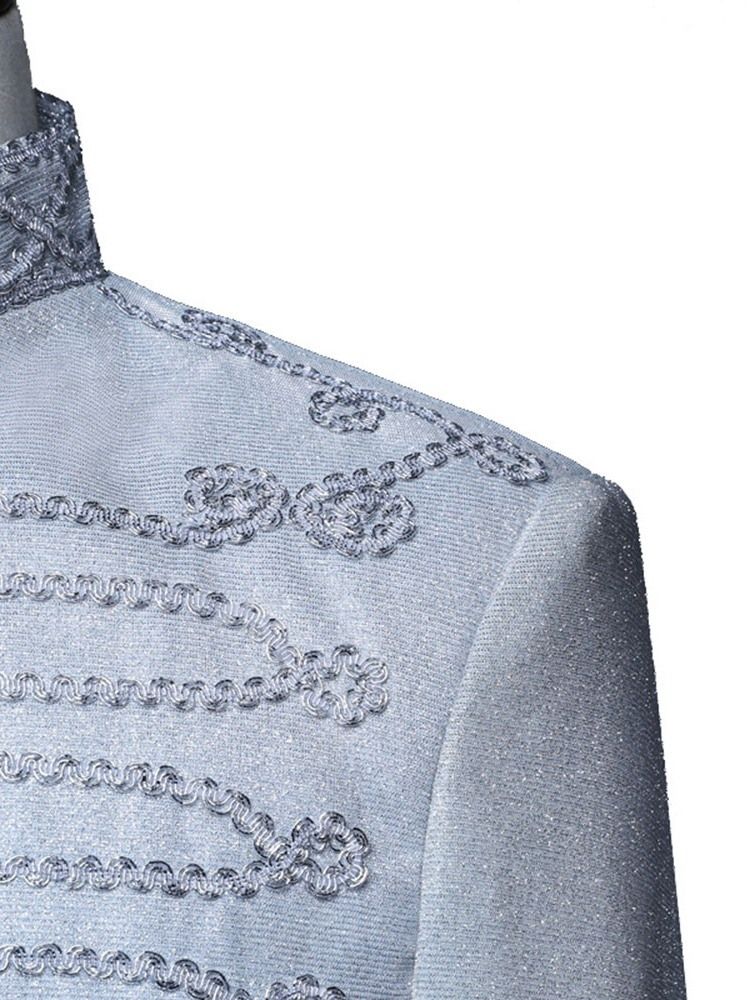 Vanlig Glidelås Mote Polyester Scenekostymer Menns Blazere