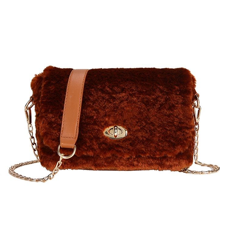 Lås Vanlige Velour Rektangel Crossbody Vesker