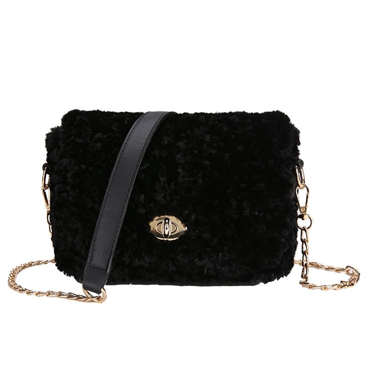 Lås Vanlige Velour Rektangel Crossbody Vesker